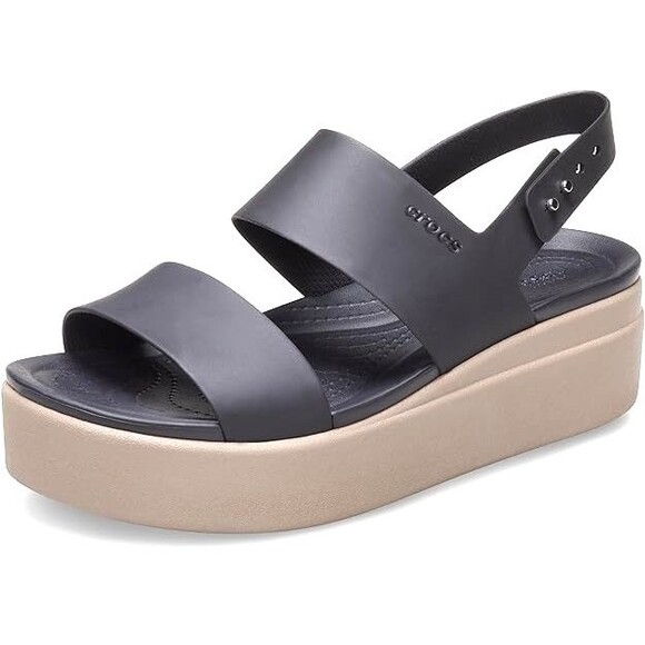 CROCS Women's Size 6 Brooklyn Low Wedge Sandals Black 206453 - Picture 1 of 8